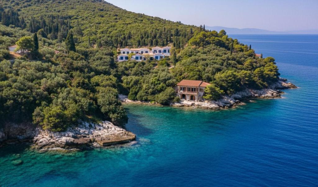 Kaminakia Apartments from a distance, surrounded by nature