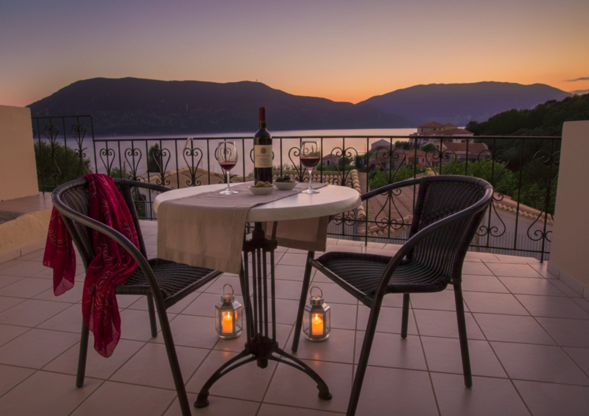 Romance, atmospheric evening in fiskardo